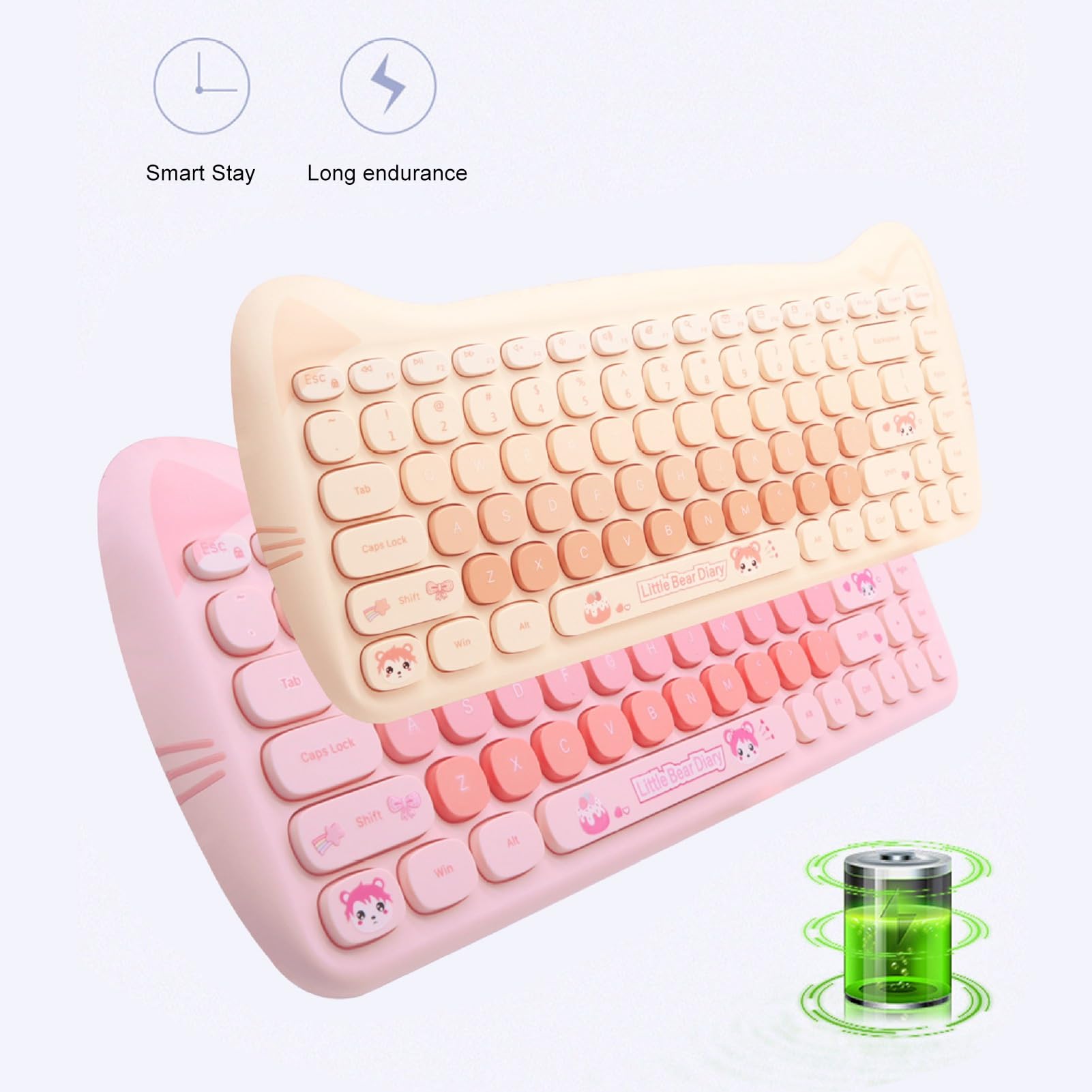 Ausla Teclado y Ratón Inalámbricos, 84 Teclas, Lindo Patrón de Animales
