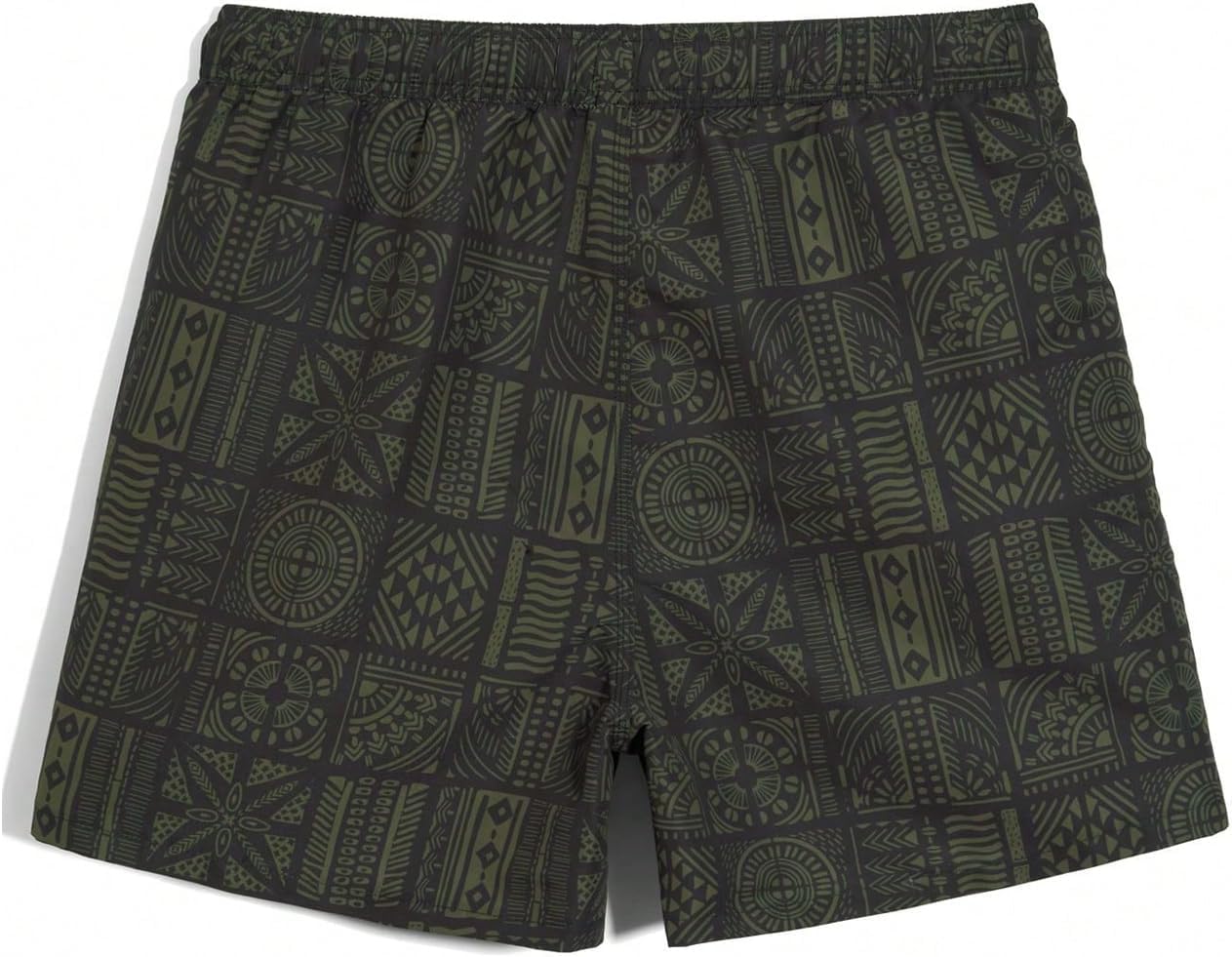 SweatyRocks Men's Boho Swim Trunks Drawstring Waist Beach Shorts with Mesh Lining and Pockets