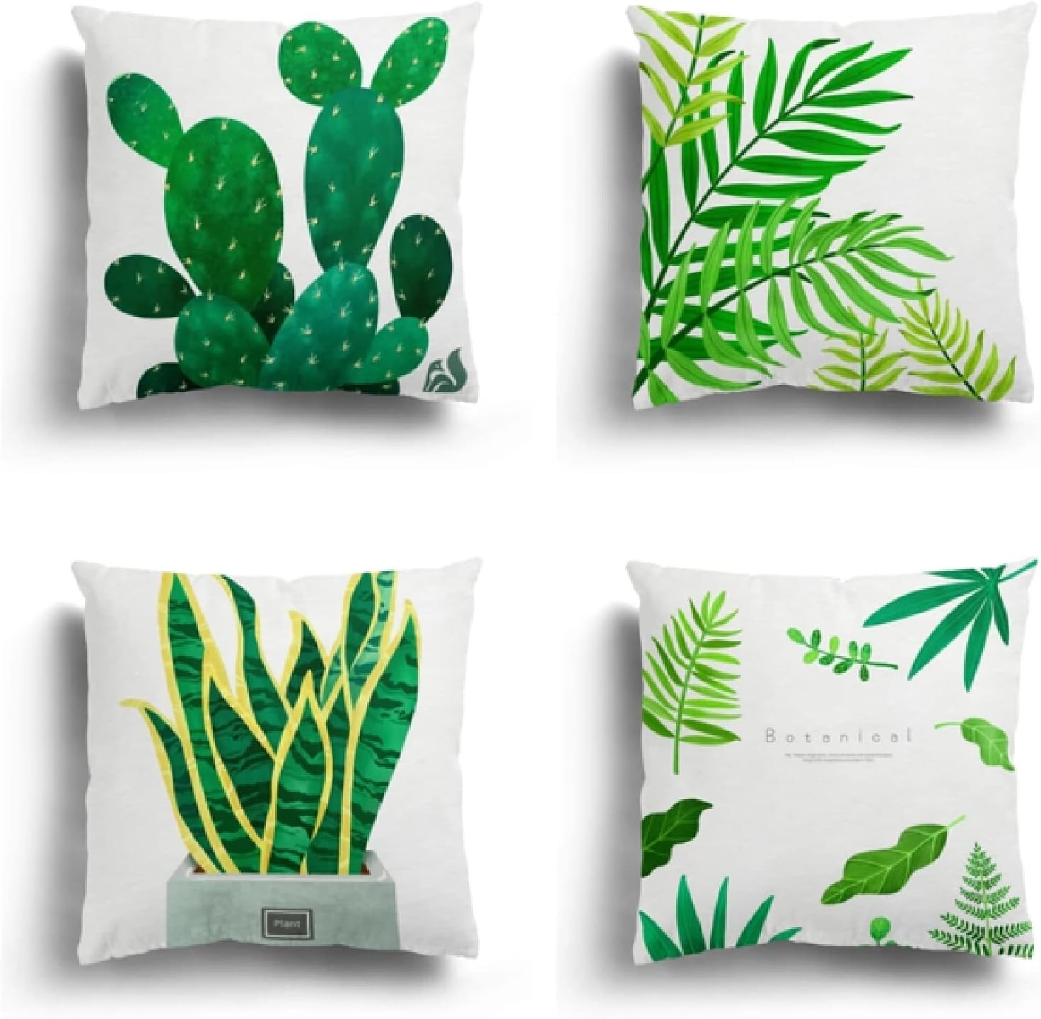 クッションカバー 80x80 Cm 4枚セット 緑の植物 ベルベットクッションカバー おしゃれ 北欧 装飾枕カバー 背当て 角型 ピローケース インテリア ソファー 車用 飾り プレゼント ラグ カーテン ファブリック