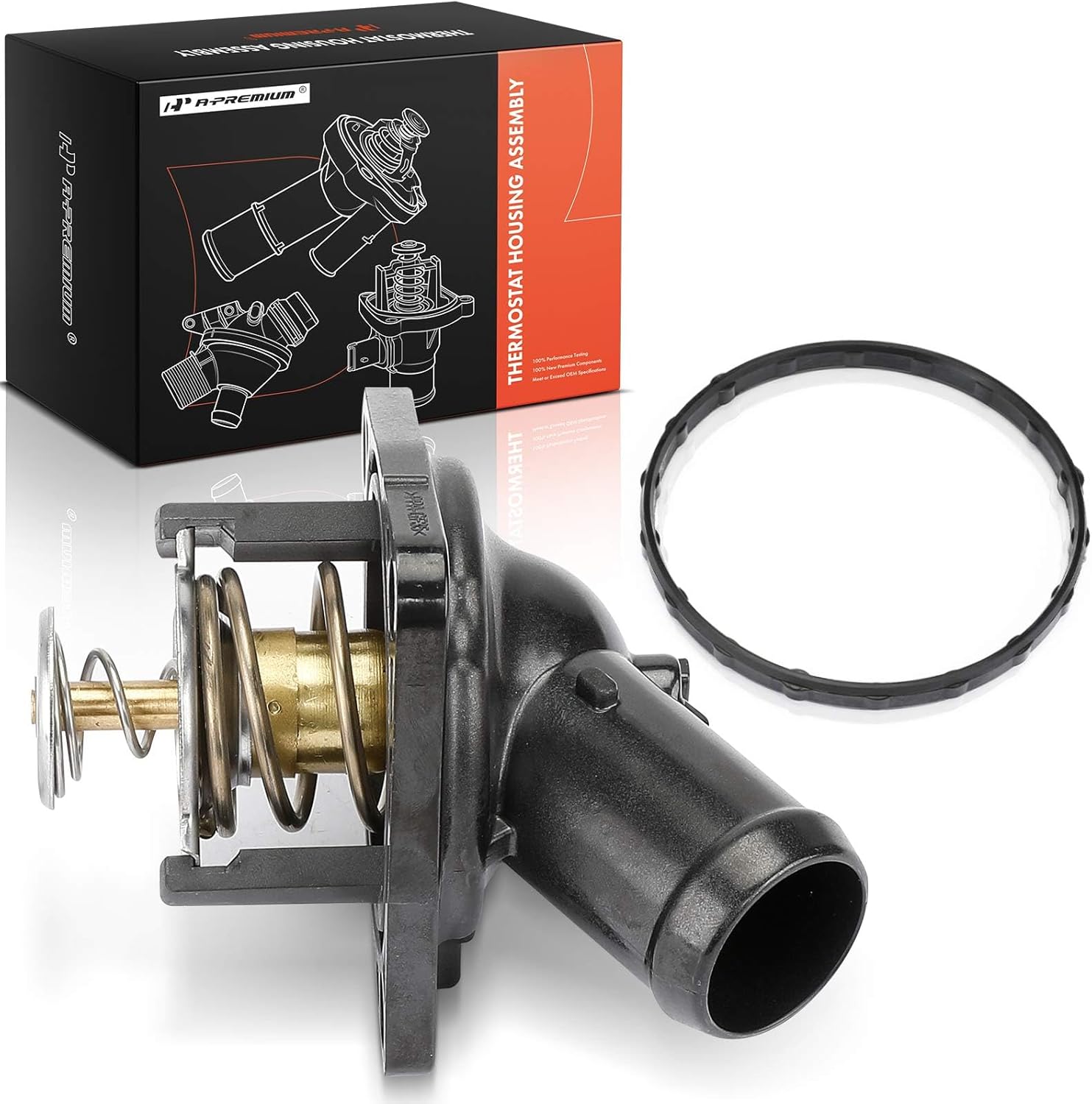 A-Premium Engine Coolant Thermostat Housing Assembly with O-ring Compatible with Acura RDX 2016-2018, MDX 2017-2020, 3.0L 3.5L