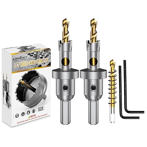 Vista 8 de ASNOMY Broca de sierra con punta de carburo de tungsteno para metal duro, cortador de sierra de agujero T.C.T de 3 pulgadas con 2 brocas piloto