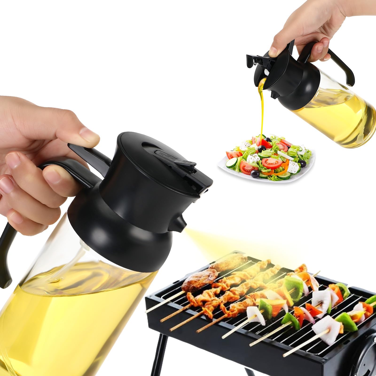 Distributeur D'huile De Pulvérisation De Cuisine 2 En 1, Pulvérisateur D' Huile, Polisseuse Ou Seul Pulvérisation Pour Iteuse à Air, Salade, Grillades, Rôtissage, Cuisson, Accessoires De Cuisine