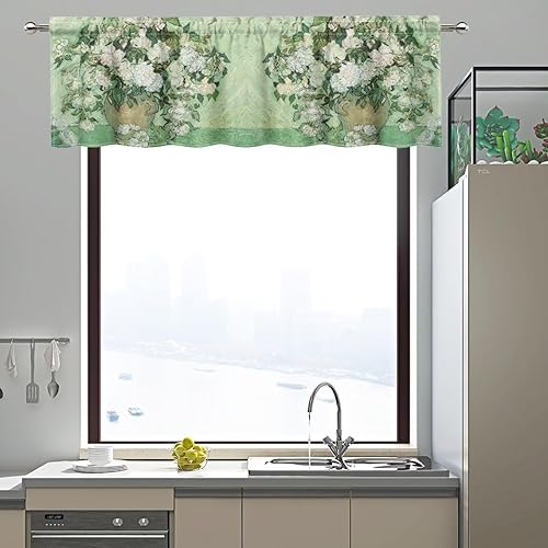 Miniatura 62 de DISNIMO Van Gogh - Cenefas de noche estrellada para ventanas, cenefa de cortina de cocina, 54 x 18 pulgadas, cortinas cortas azules para decoración