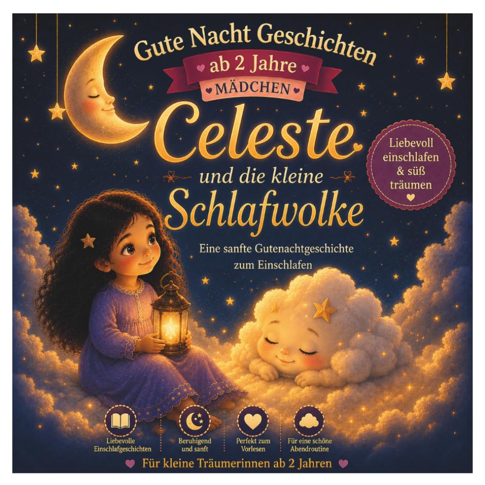 Gute Nacht Geschichten ab 2 Jahre Mädchen: Celeste und die kleine Schlafwolke: Liebevolle Einschlafgeschichten zum Vorlesen für Kleinkinder und süße ... für Mädchen Zum Kuscheln und Einschlafen.