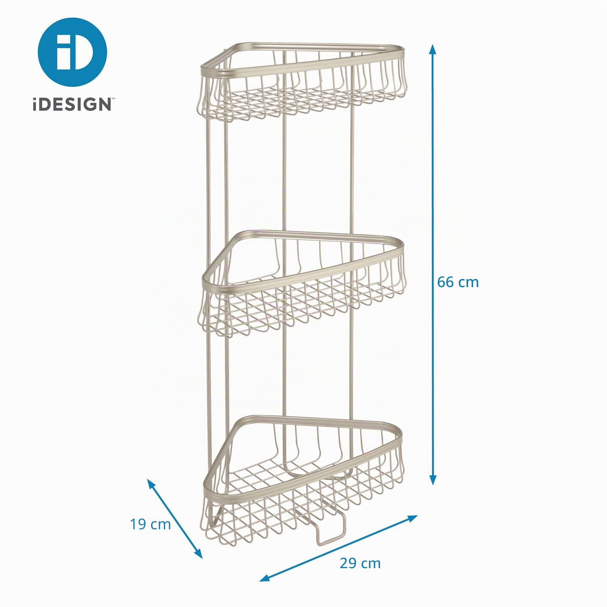 iDesign York Lyra etagere d angle salle de bain, petite étagère de douche à suspendre en métal, argenté mat