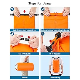 HEETA Waterproof Dry Bag for Women Men (Upgraded Version), Roll Top Lightweight Dry Storage Bag Backpack with Emergency Whistle for Travel, Swimming, Boating, Kayaking, Camping, Beach (Orange, 5L)