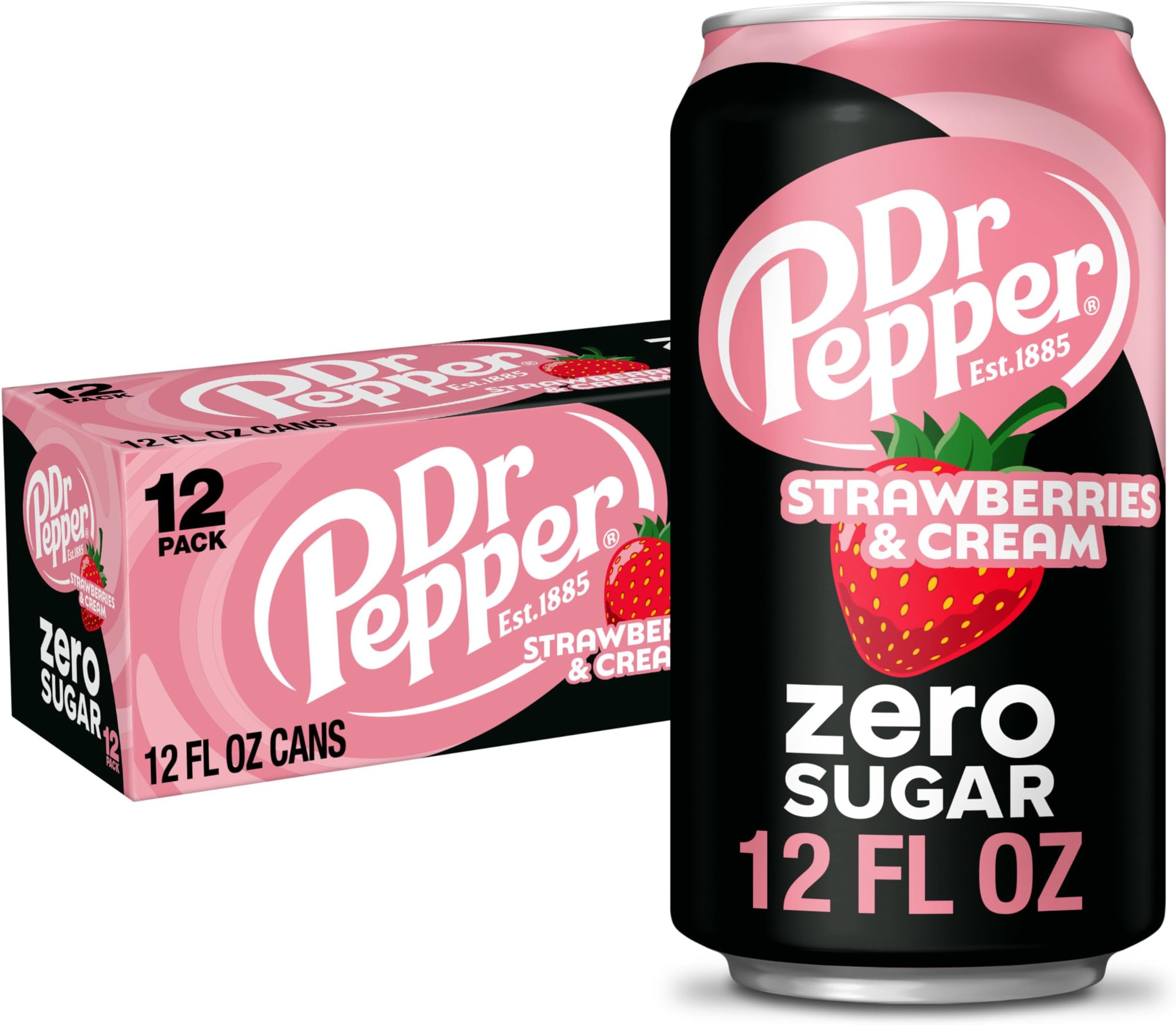 Zero Strawberries and Cream Soda, 12 fl oz cans, 12 Pack