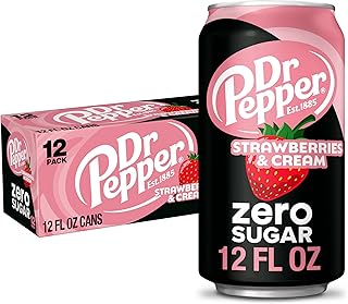 Dr Pepper Zero Strawberries and Cream Soda, 12 fl oz cans, 12 Pack