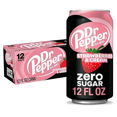 Dr Pepper Zero Strawberries and Cream Soda, latas de 12 onzas líquidas, paquete de 12