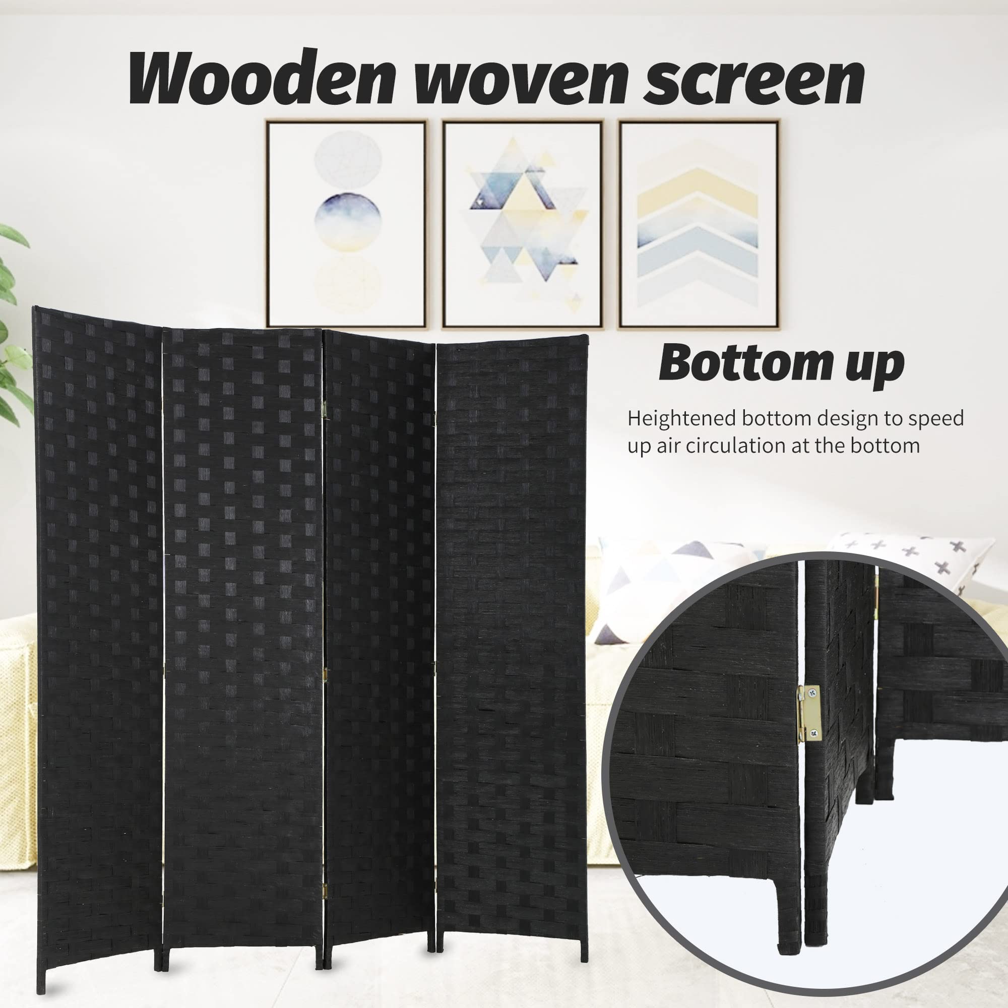 Buy Room Divider,6FT 4 Panels Wall Divider Privacy Screen Wood Mesh
