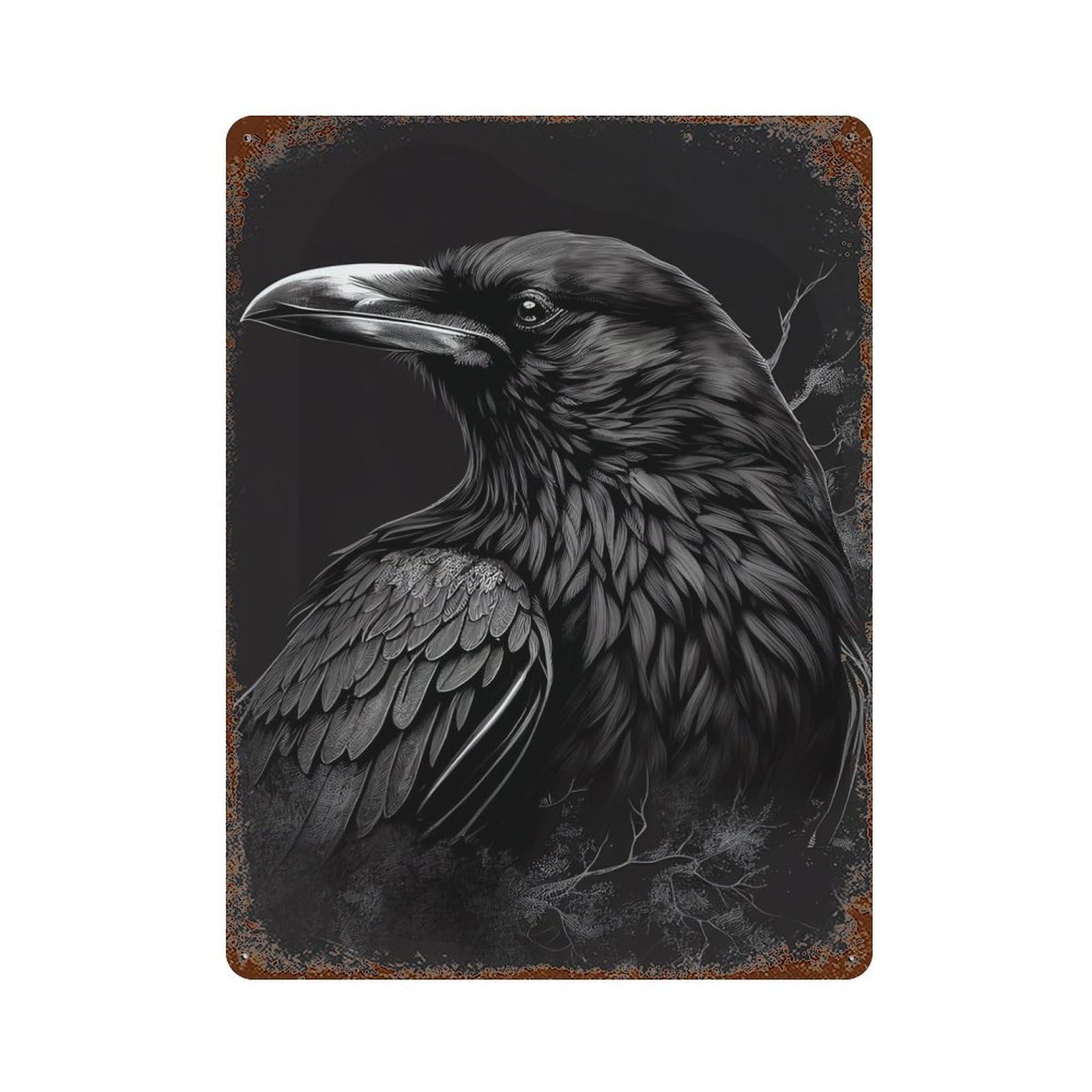 Raven Black Retro 15.7"x11.8" Aged Metal Wall Plaque, Retro Wall Decor for Farmhouse, Kitchen And Entryway Decor
