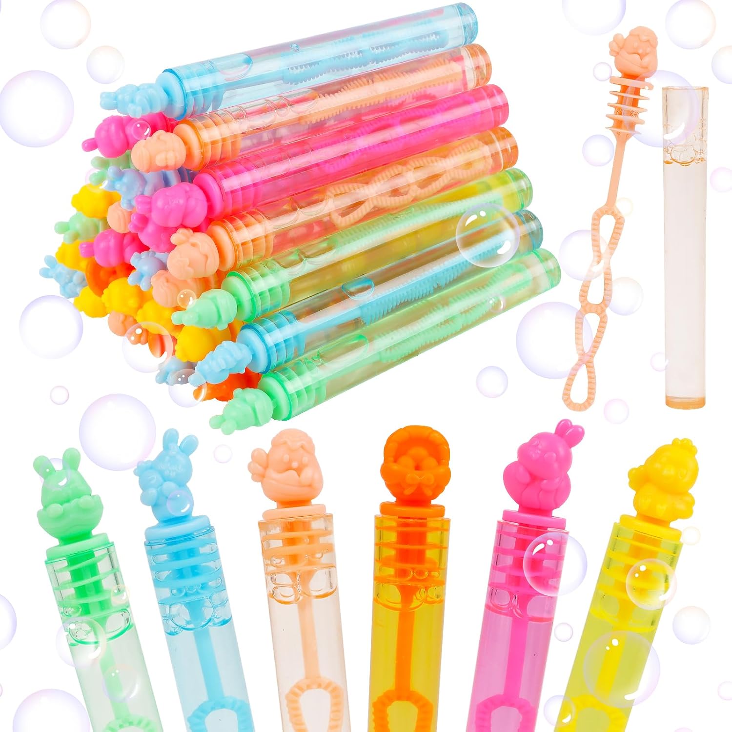 LOKIPA 36PCS Easter Mini Bubbles Wands, Bubble Party Favors Assortment Toys for Kids, Summer Toy Party Favor, Easter Basket Stuffers for Girls & Boys