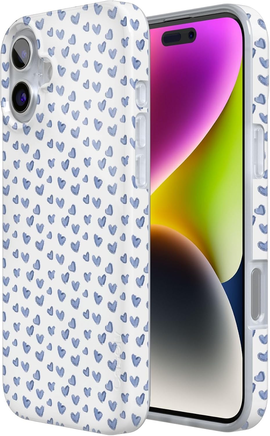 Casely iPhone 16 Plus Case | Lovebug | Blue Hearts | Compatible with MagSafe | Classic Ultra Thin Design