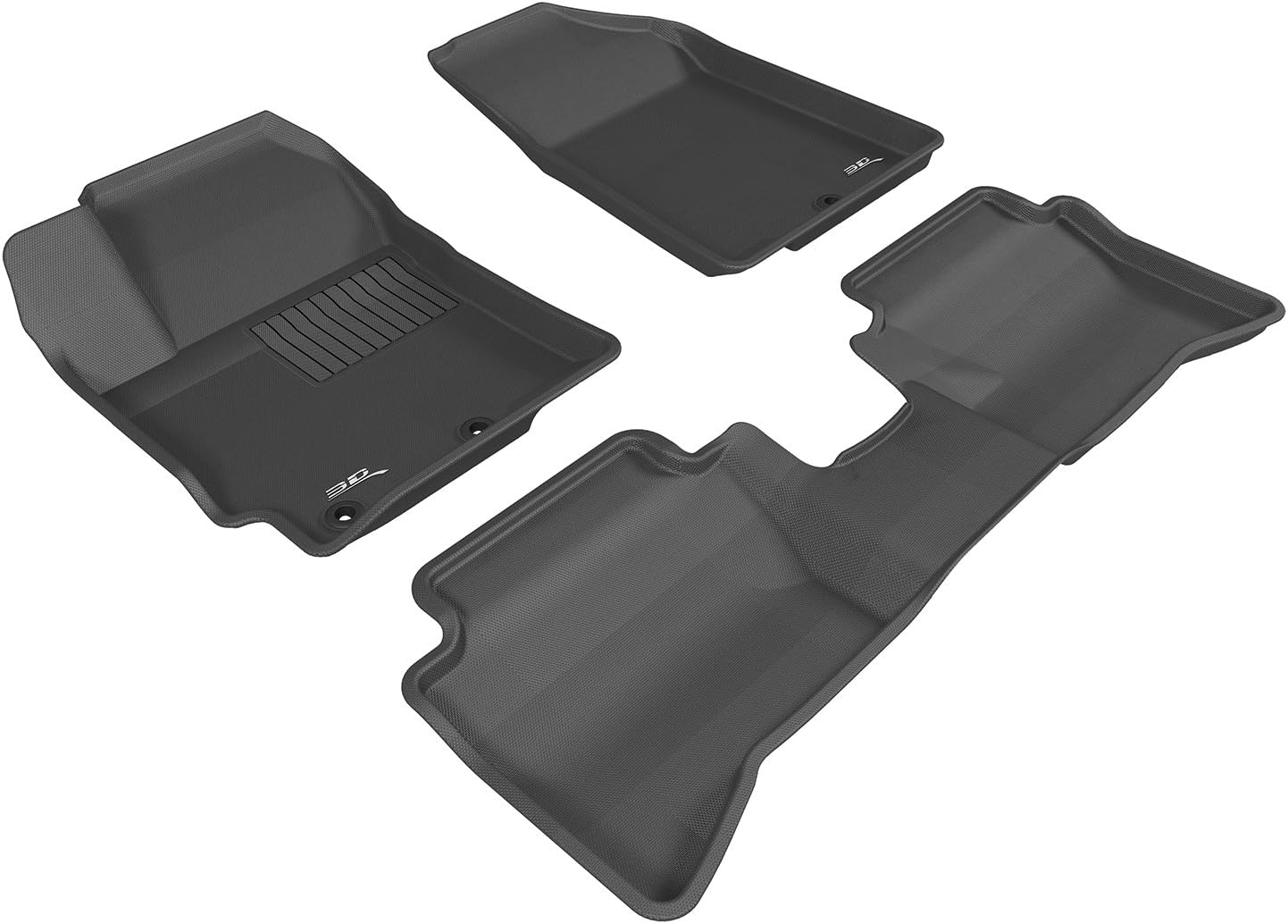 3D MAXpider Complete Set Custom Fit All-Weather Floor Mat for Select Kia Rio/Rio5 Models - Kagu Rubber (Black)