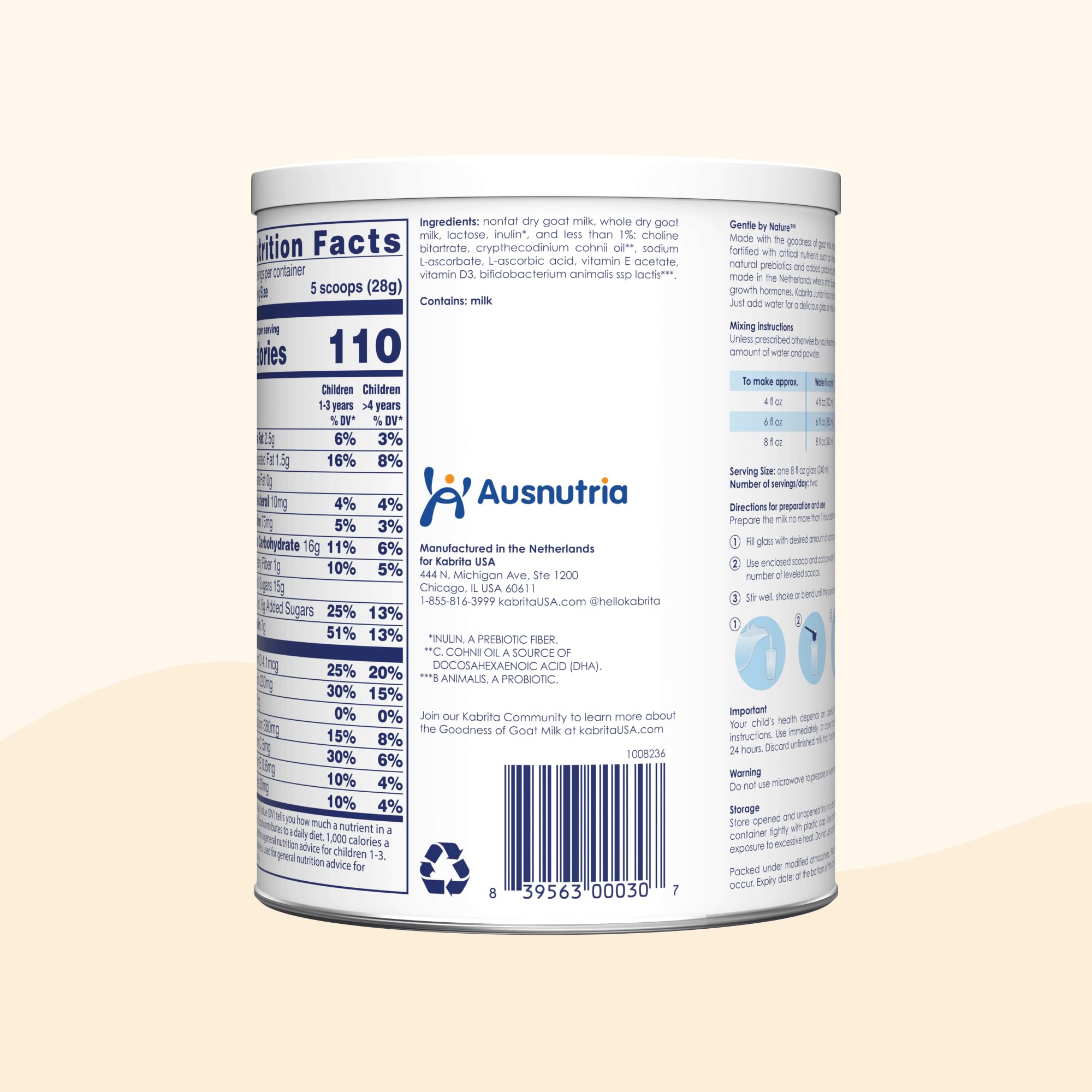 Kabrita Junior Goat Milk Powder for Kids - Easy to Digest for Ages 2-7 - Immunity Boosting Containing Vitamin C, D, E, Protein & Calcium - Non-GMO Gentle on Sensitive Tummies - 14 Oz (Pack of 6)