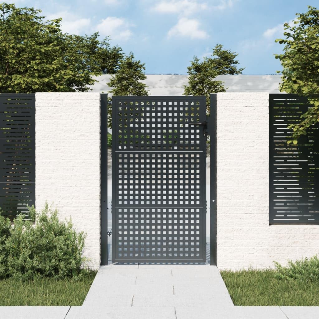 vidaXL Puerta de jardín Antracita 100x150 cm Acero