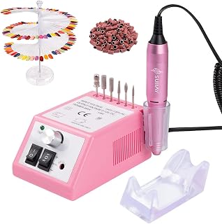 Subay Professional Finger Toe Nail Care Electric Nail Drill Machine with 120Pcs Clear Nail Color Swatches Display for Gel Polish Spiral Nail Sample Practice Sticks