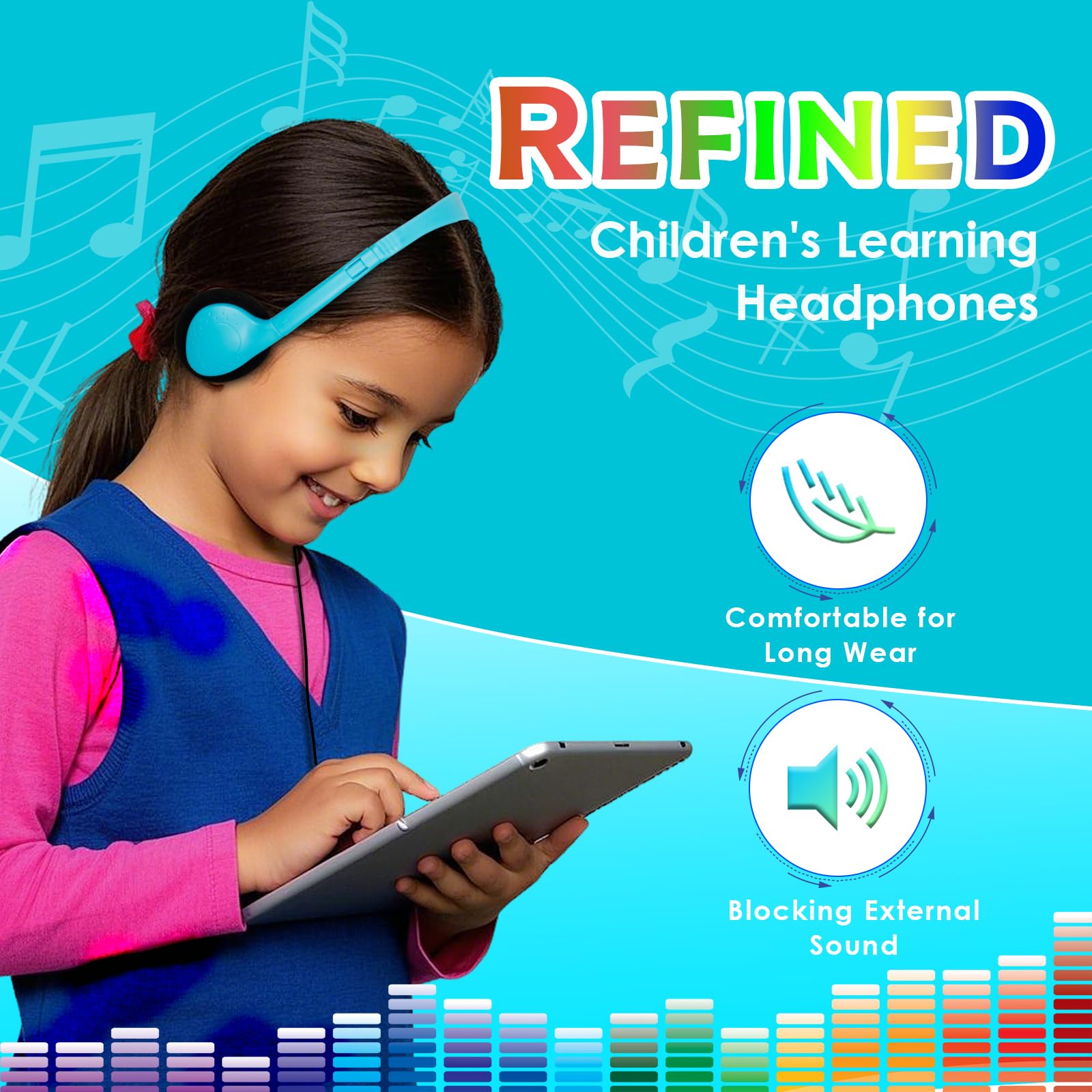 Cuffie per aule con filo, confezione da 24 pezzi, per bambini | Auricolari per Studenti Biblioteca Scuola Online Learning Viaggio 3.5mm Jack Multi Colore