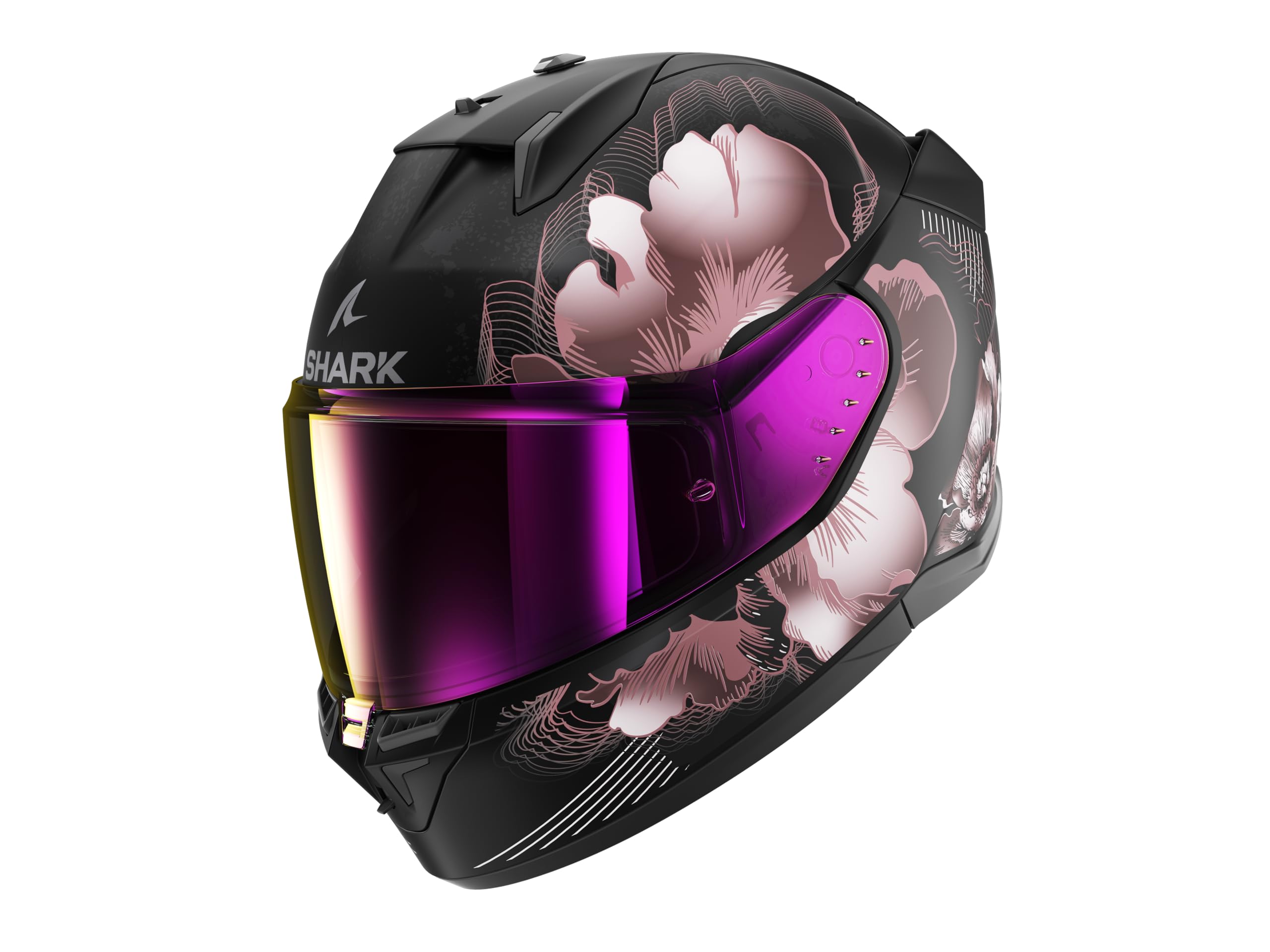 SHARK, Integraler Motorradhelm D-SWKAL 3 MAYFER Mat, Black violet gold KVQ, Größe M
