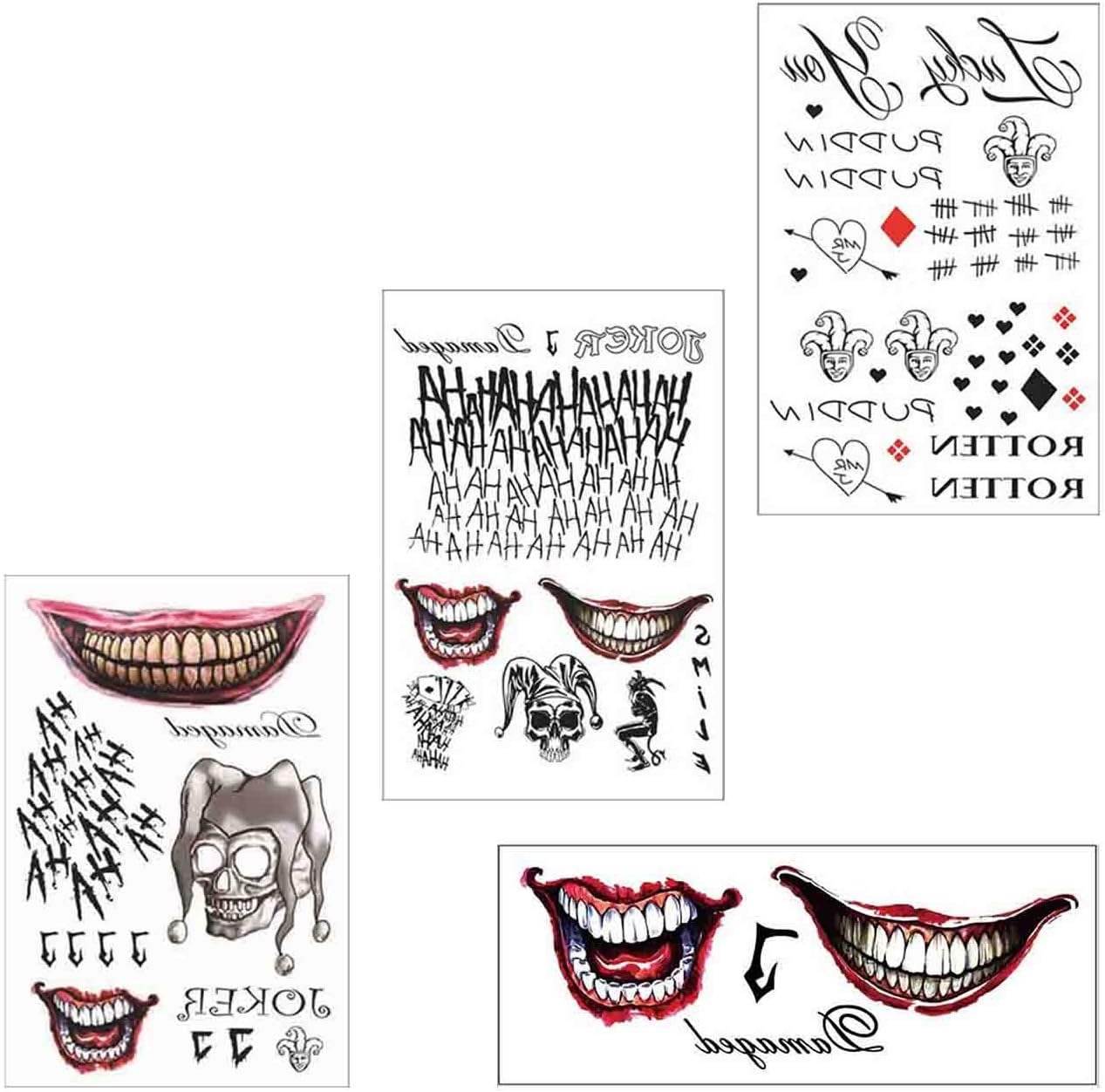 COKOHAPPY 3 Large Sheets HQ & The Joker Sticker Temporary Tattoos SS Full Body Bundle for Cosplay Accessories and Parties