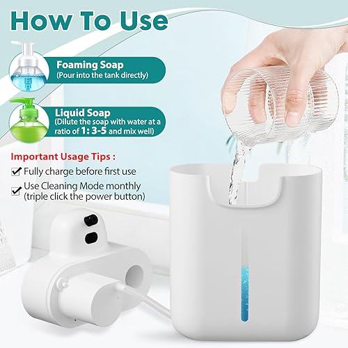 Miniatura 5 de Dispensador automático de jabón, dispensador de jabón de manos espumoso sin contacto de gran capacidad de 17 oz16.9 fl oz con 4 ajustes de espuma,