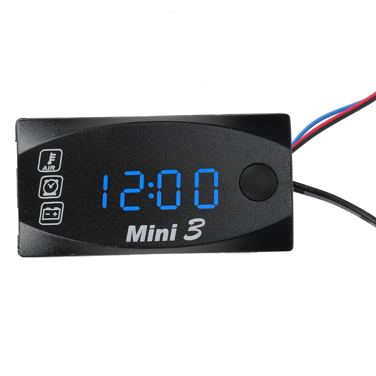 Digital Voltmeter, DC 12V Time Clock Thermometer Car Voltmeter, Large Screen LED Digital Display Voltmeter with 3.9ft Power Cord for Motorcycle Boat Truck()