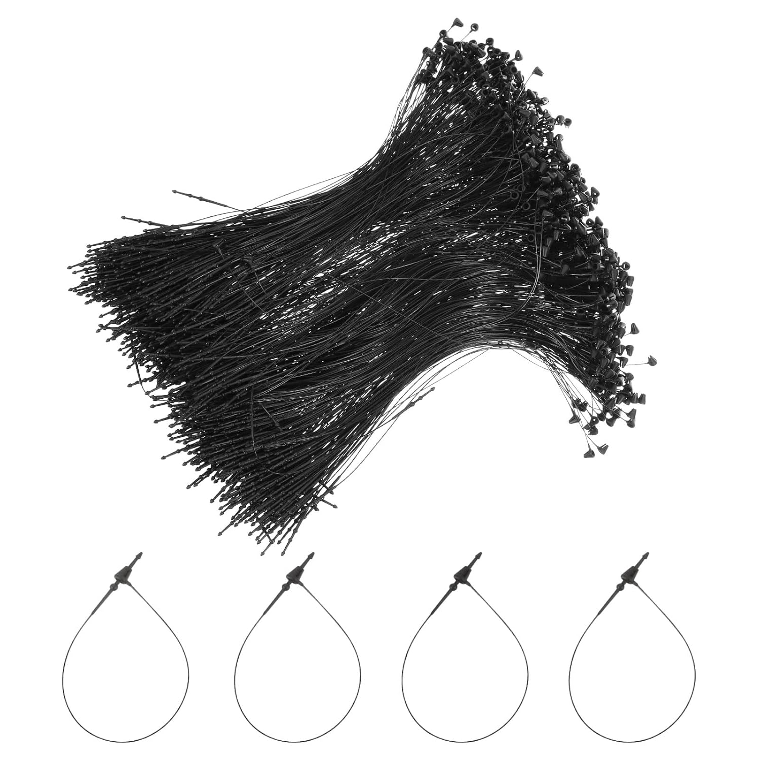 MECCANIXITY 5000pcs Plastic Tag Ties Fastener 5 Inch Security Loop Tie Pins Hang Tags Snap Lock for Clothing Price Tag Shoes Snap Lock Luggage Label, Clear