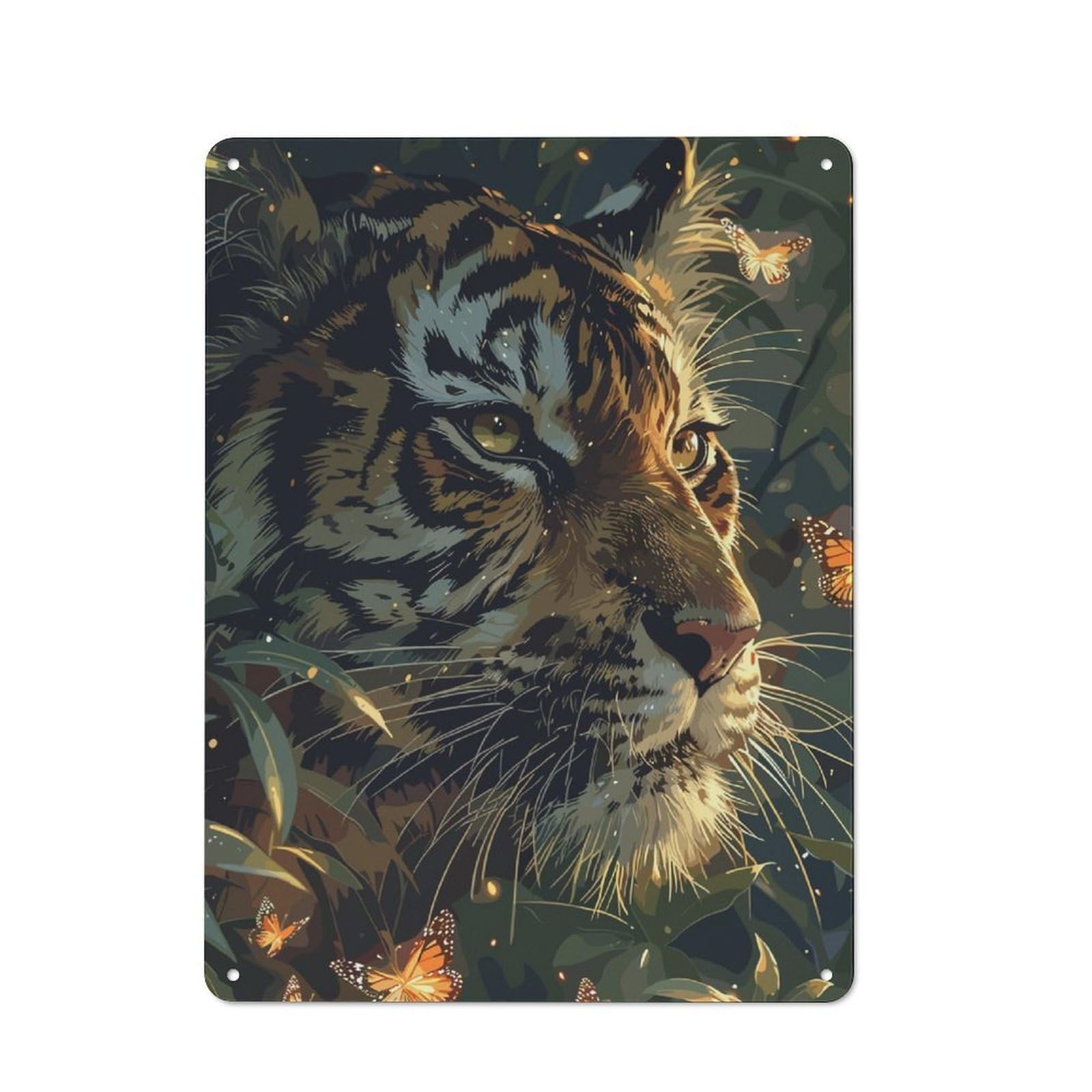 Junmoney Asian Tiger Vintage Metal Wall Sign 40X30cm For Garage Or Workshop, For Metal Sign Collectors, For Garage And Workshop Walls