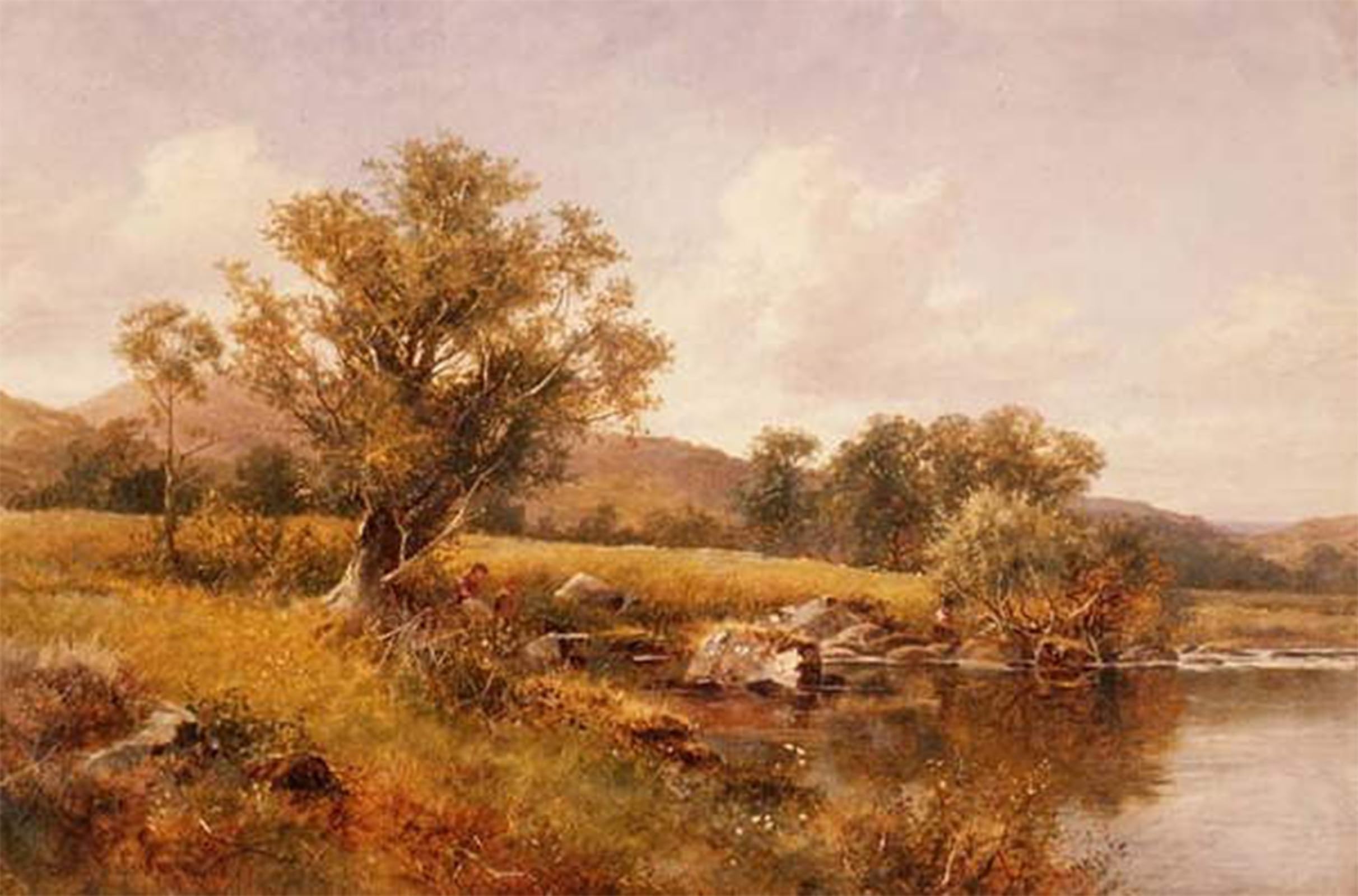 POSTERIIk Vintage Classic Picture Landscape Artwork the Banks of the Llugwy by Famous Artist Portrait Canvas Painting for Office Home Decor 60x90cm