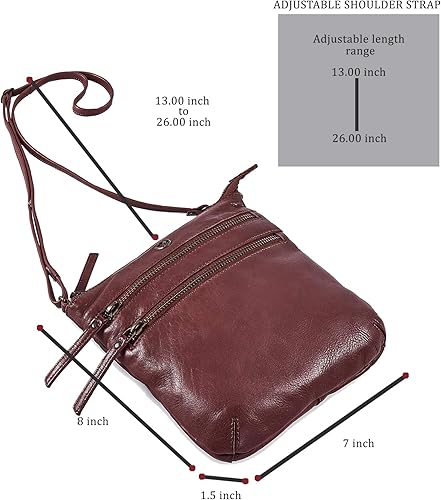 Miniatura 3 de Bolso bandolera para mujer, pequeño bolso de cuero real, bolso cruzado de viaje vintage hecho a mano