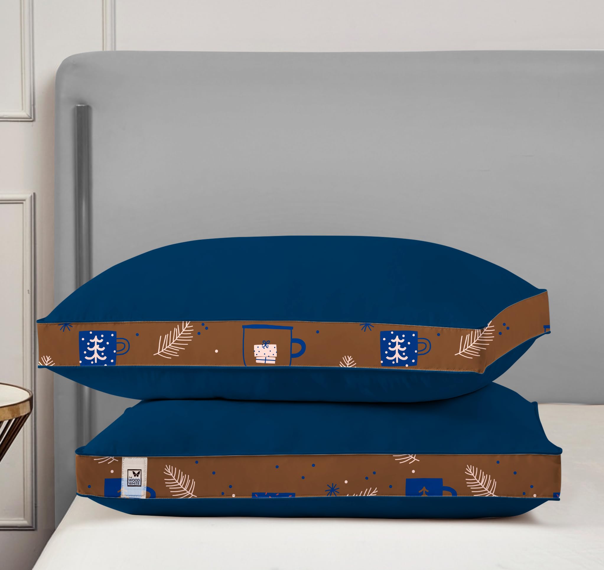 Soft Microfiber High Loft Pillow Set of 2 Sleep Well in 43 x 69 Cm with Printed Gusset of Extra 5 Cm Height for Neck Support and Soft Comfortable Sleep Blue Dream.