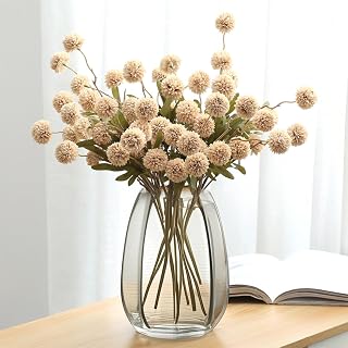 10pcs Faux Beige Kiku Flowers, 5 Heads Each Stem & 4 Branches Eucalyptus Stems, Artificial Small Mini Chrysanthemum Flowers for Aesthetic Room Decor, Floral Arrangements Centerpiece