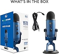 Vista 9 de Logitech Creators Blue Yeti - Micrófono USB para juegos, transmisión, podcast, YouTube, Discord, PC, sonido de estudio, Plug & Play, azul medianoche