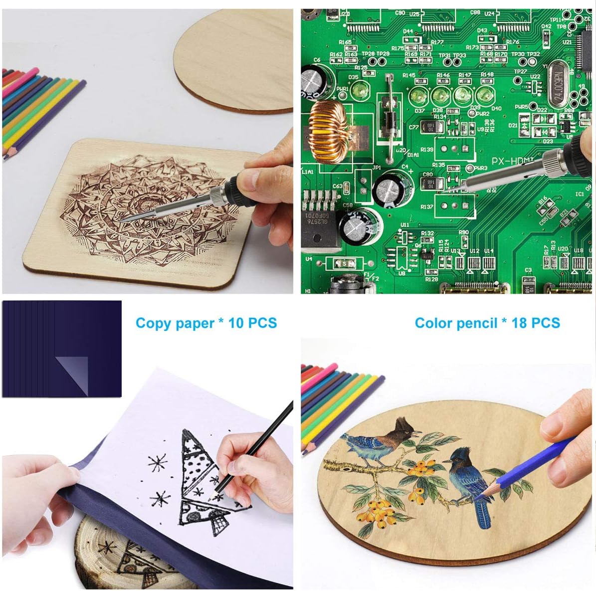 Wood Burning kit,60W 69Pcs Professional WoodBurning Pen Tool, DIY Creative Tools with Adjust Temp Switch 200~450℃,Wood Burner for Embossing,Carving，Pyrography,Soldering,Suitable for Beginners,Adults