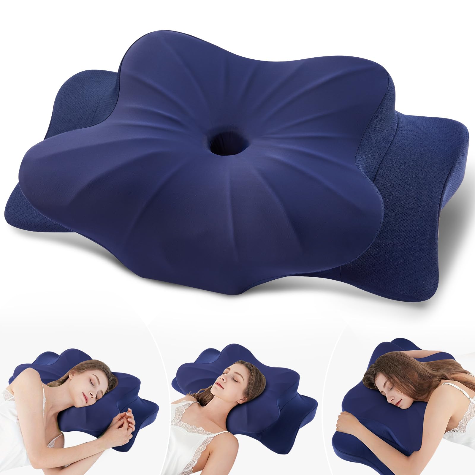 DONAMA Cuscino Cervicale Memory Foam Ergonomico 9/14 cm Per Collo e Spalle | Schiuma Viscoelastica Lenta Ripresa, 63x38x14 cm, Fodera Traspirante Con Cerniera, Supporto Braccia, Lavabile In Lavatrice
