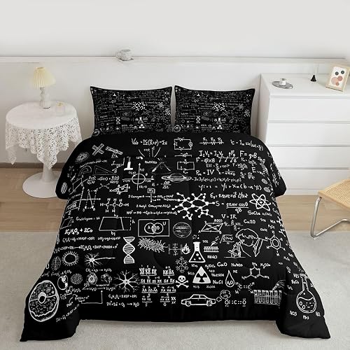 Feelyou Math Theme Comforter Queen Science Formula Comforter Set for Kids Boys G