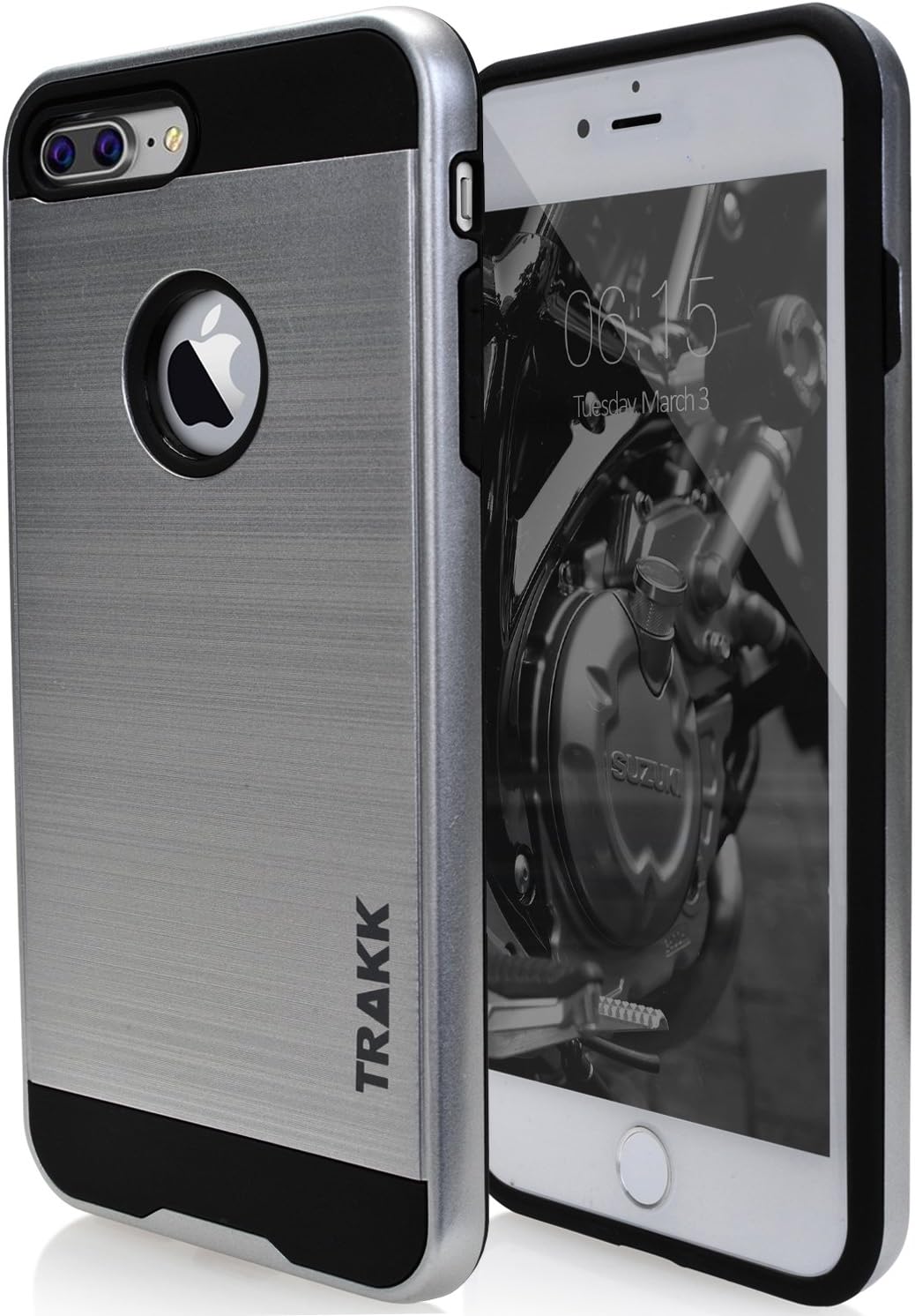 TRAKK Force iPhone 7 Plus Case, Elite Premium Modern Slim Cushion - Brushed Metal, Dual Layer TPU, Anti-Scratch, Shock Absorption Heavy Duty Apple iPhone 7 Plus Protective case 5.5", Silver