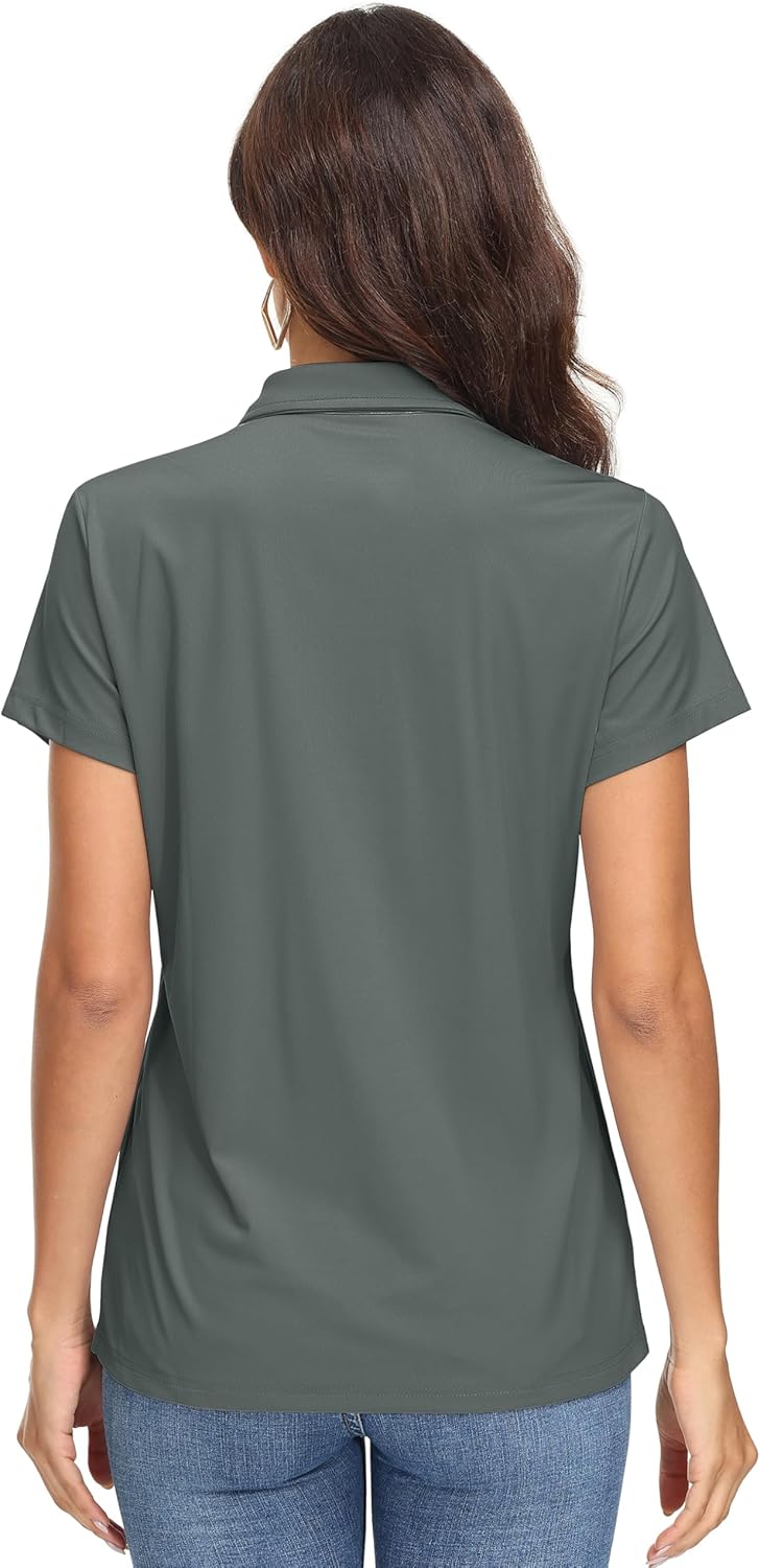 MAGCOMSEN Women's Polo Shirts UPF 50+ Sun Protection 4 Buttons Casual Work Quick Dry Short Sleeve Collared Golf Shirt - Image 4