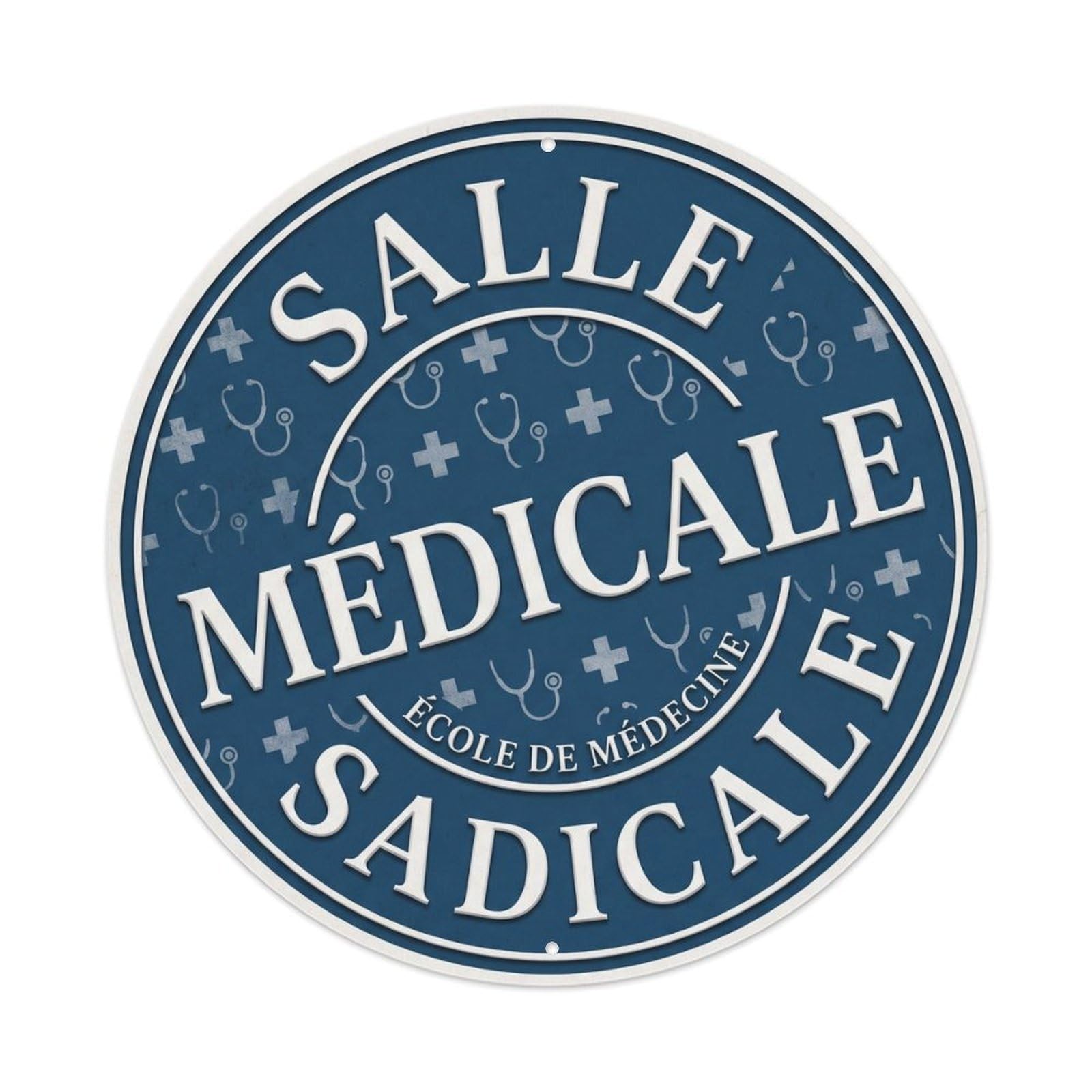 Vintage Salle Médicale Text Stethoscope Metal Tin Sign