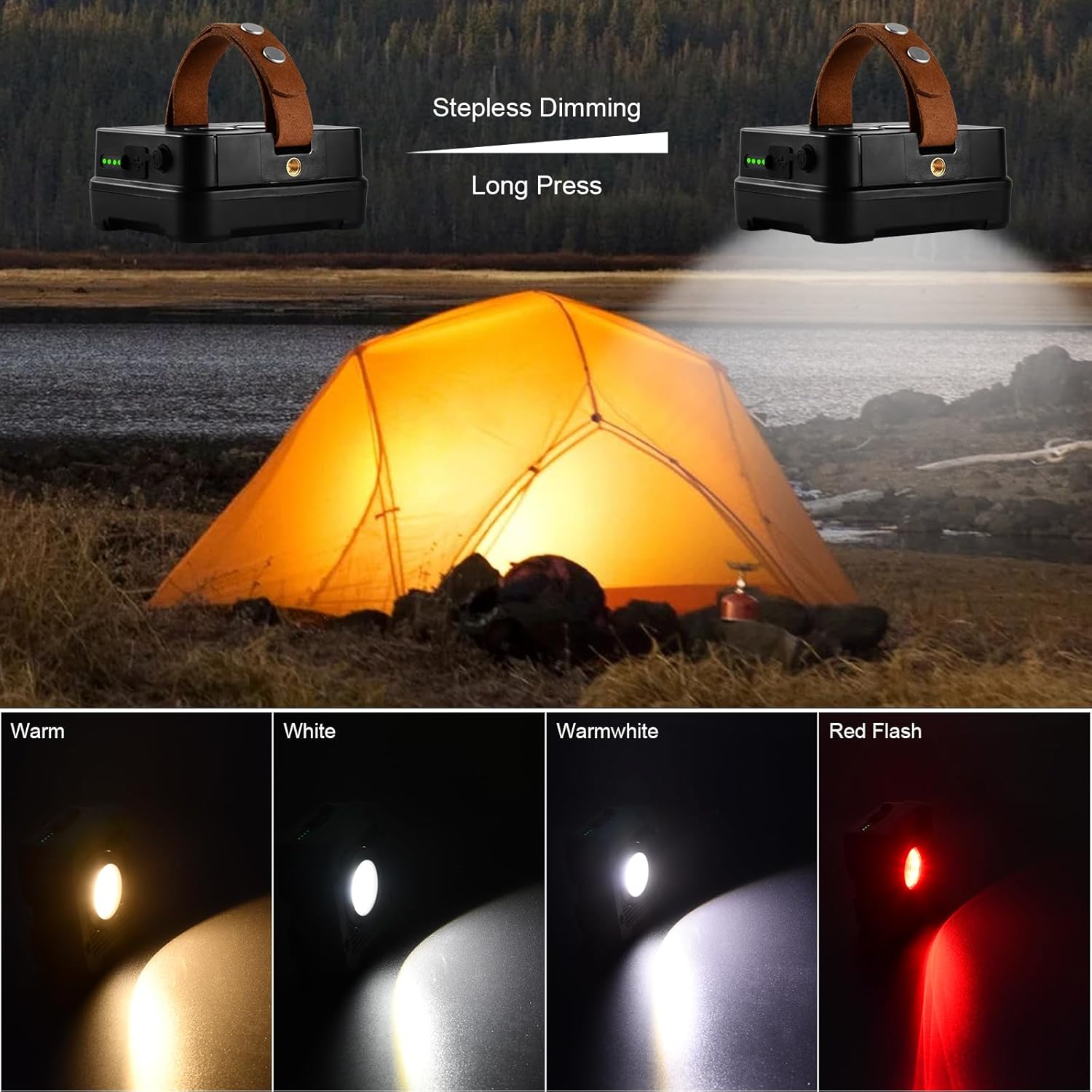 IODOO 10000mAh 6000LM Rechargeable Work Light Camping Light Cob Light 2400/4000/6500K Tent Light Portable Cob Light Waterproof Tent Light Power Failure Emergency Survival Kits