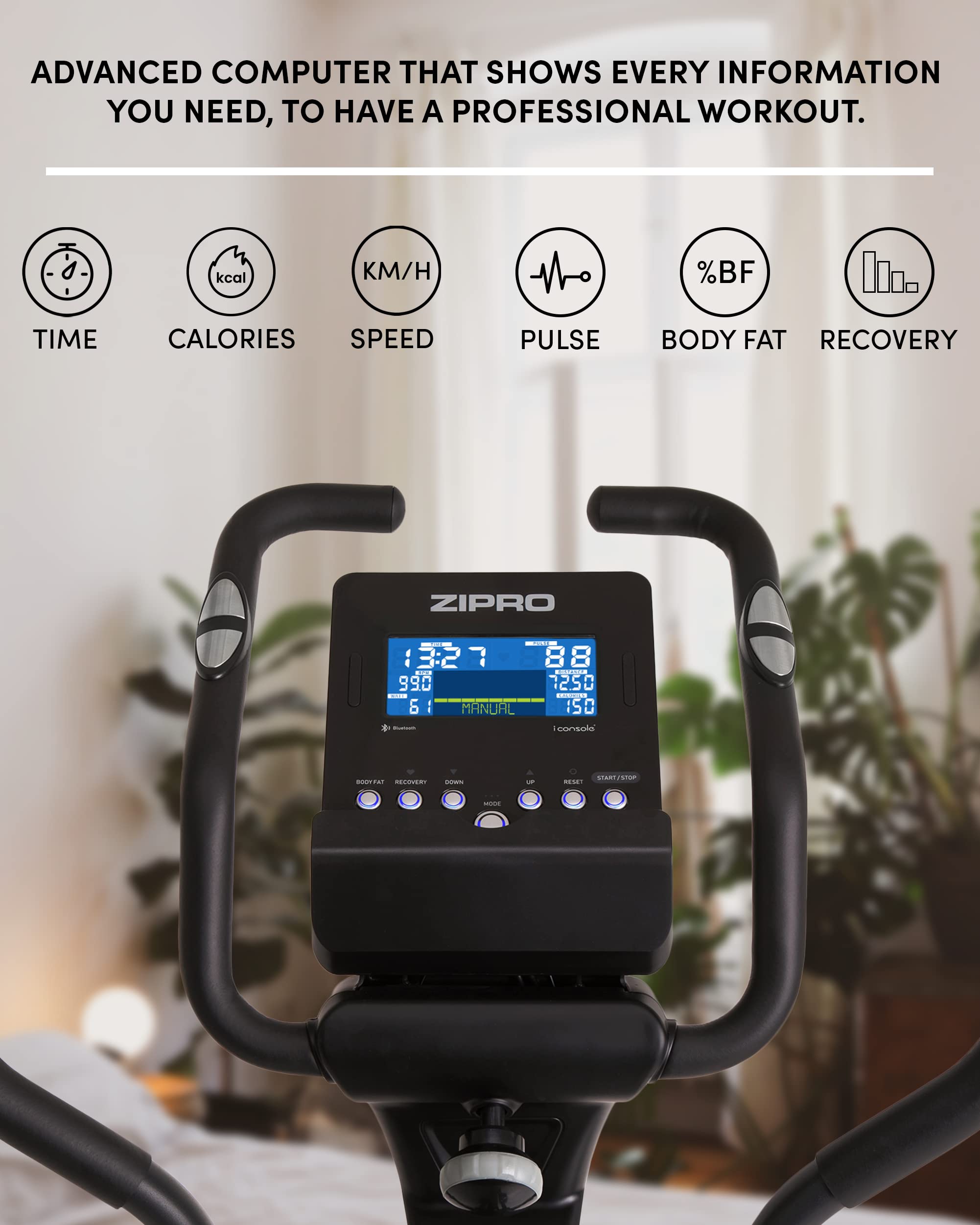 Zipro Crosstrainer Dunk, Ellittico fino a 150 kg, Attrezzo cardio per la casa, Macchina da allenamento cardio, Ellittica, Cyclette, 16 livelli di resistenza