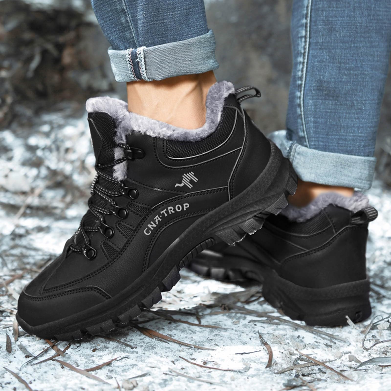 Zapatillas Trekking Hombre Verano Zapatos de Senderismo de algodón con Cordones para Deportes de Ocio de Invierno para Hombre Botas de Nieve Gruesas cálidas y de algodón