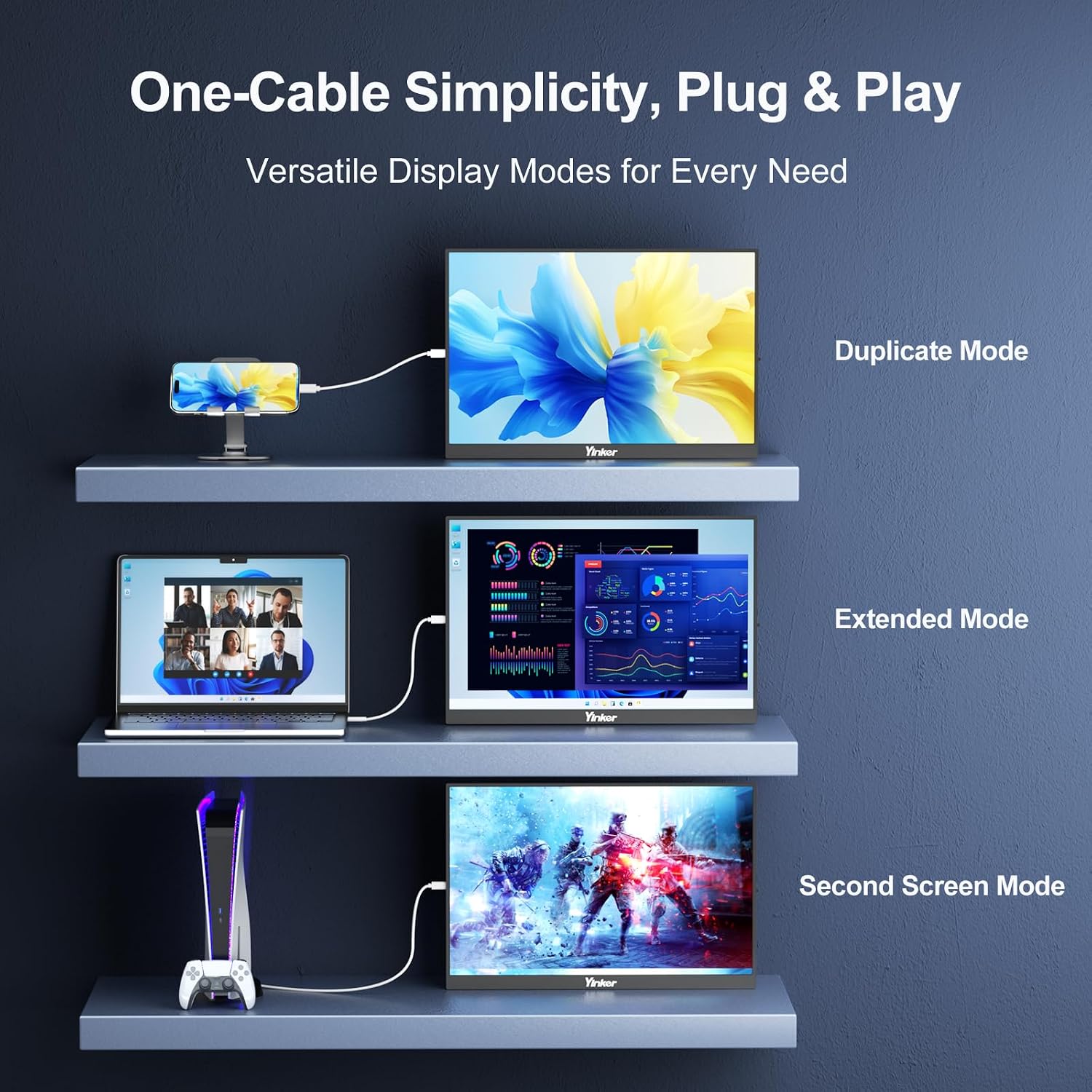 16'' 144Hz Portable Gaming Monitor, 16:10 1920×1200 IPS with FreeSync, USB-C Plug & Play, Ultra-Slim Kickstand Cover External Screen for Laptop, Mac, PC, PS5, Xbox