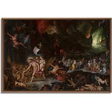 Floating Frame Canvas Print Wall Art - Christs Descent into Limbo, 1597 by Jan Brueghel The Elder & Hans Rottenhammer - 24x16 inches