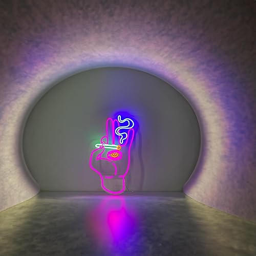 Miniatura 7 de Letreros de neón de mal de ojo, letreros LED para decoración de pared, letrero iluminado de ojo de mano para dormitorio, sala de juegos, hogar, bar,