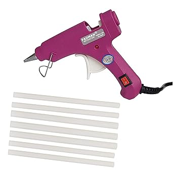 Fadman Electric 20W Magenta Mini Hot Melt Glue Gun With 7 Pcs Hot Melt Glue Stick Standard Temperature Corded Glue Gun (7 mm)