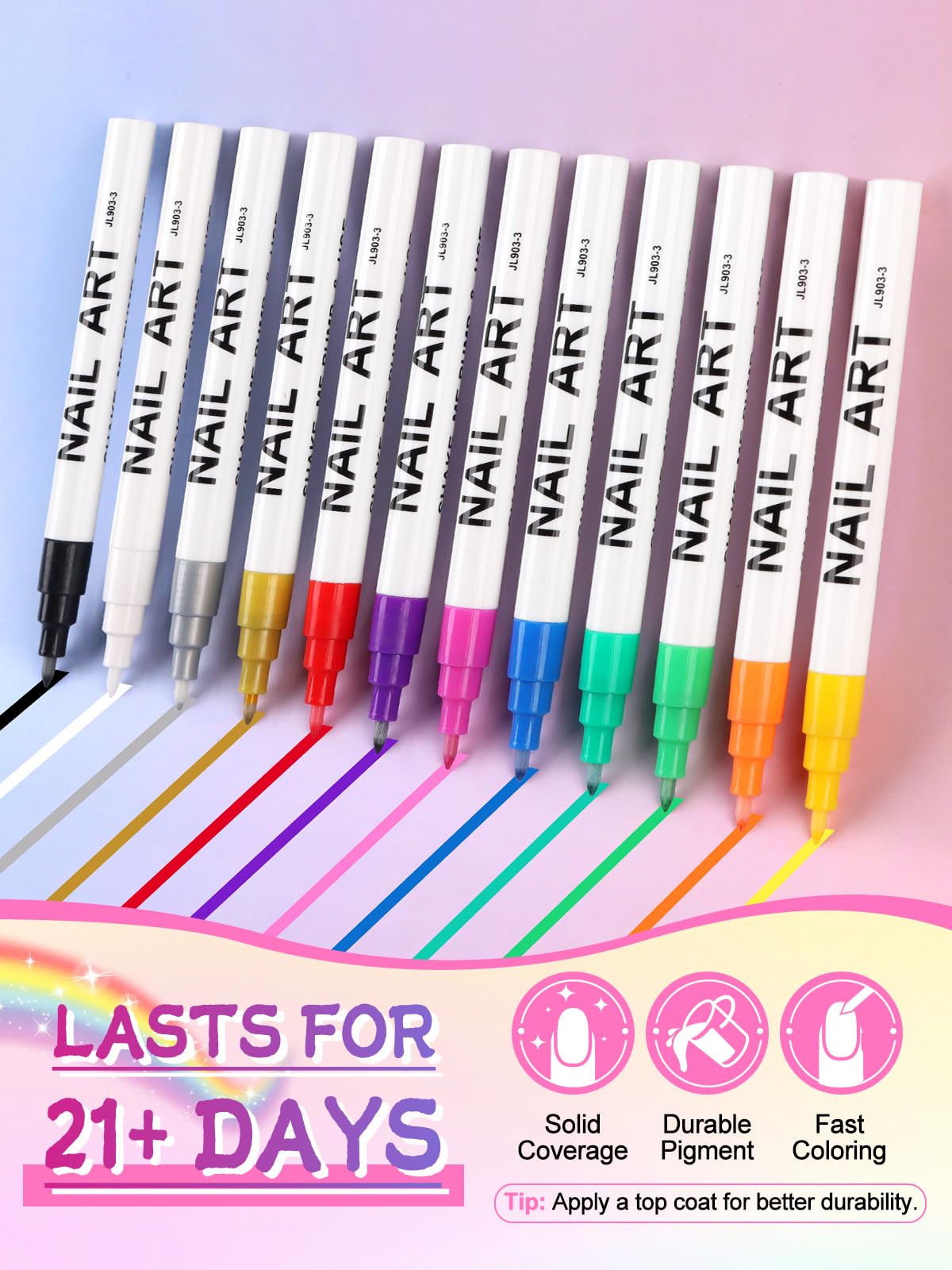 EBANKU 12 Color 3D Nail Art Pens Set - Image 3