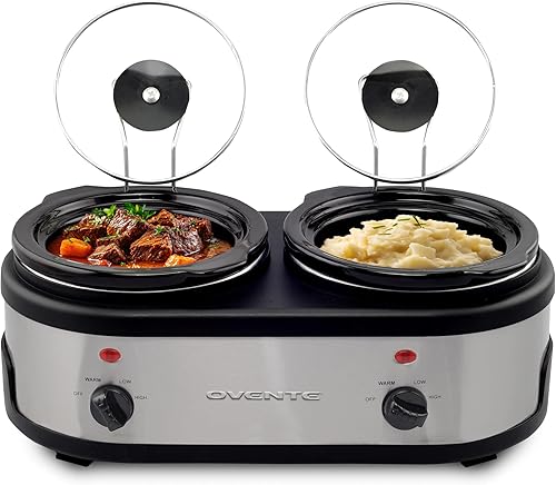 Miniatura 9 de Ovente Olla de cocción lenta eléctrica de 3.7 cuartos con 3 ajustes de temperatura, apta para lavavajillas, olla de cerámica extraíble y tapa de