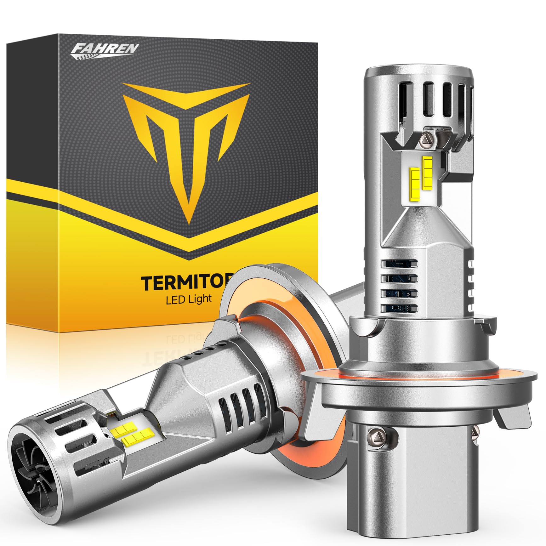 FAHREN H13/9008 Light Bulbs 50000LM 900% Brightness, 6500K White Super Bright, 1:1 9008 Mini Size Tire Lights No Adapter Required Plug & Play Non-Polarity, Canbus Ready, IP68 Waterproof, Pack of 2