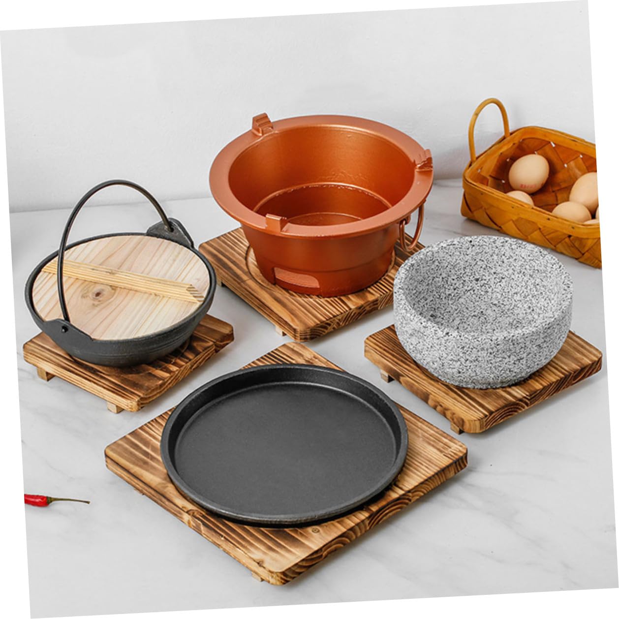 DOITOOL Tapete Aislante de Calor de Madera Resistente y Antideslizante para Ollas y Cazuelas, Suministro Práctico para Cocina Fácil de Limpiar